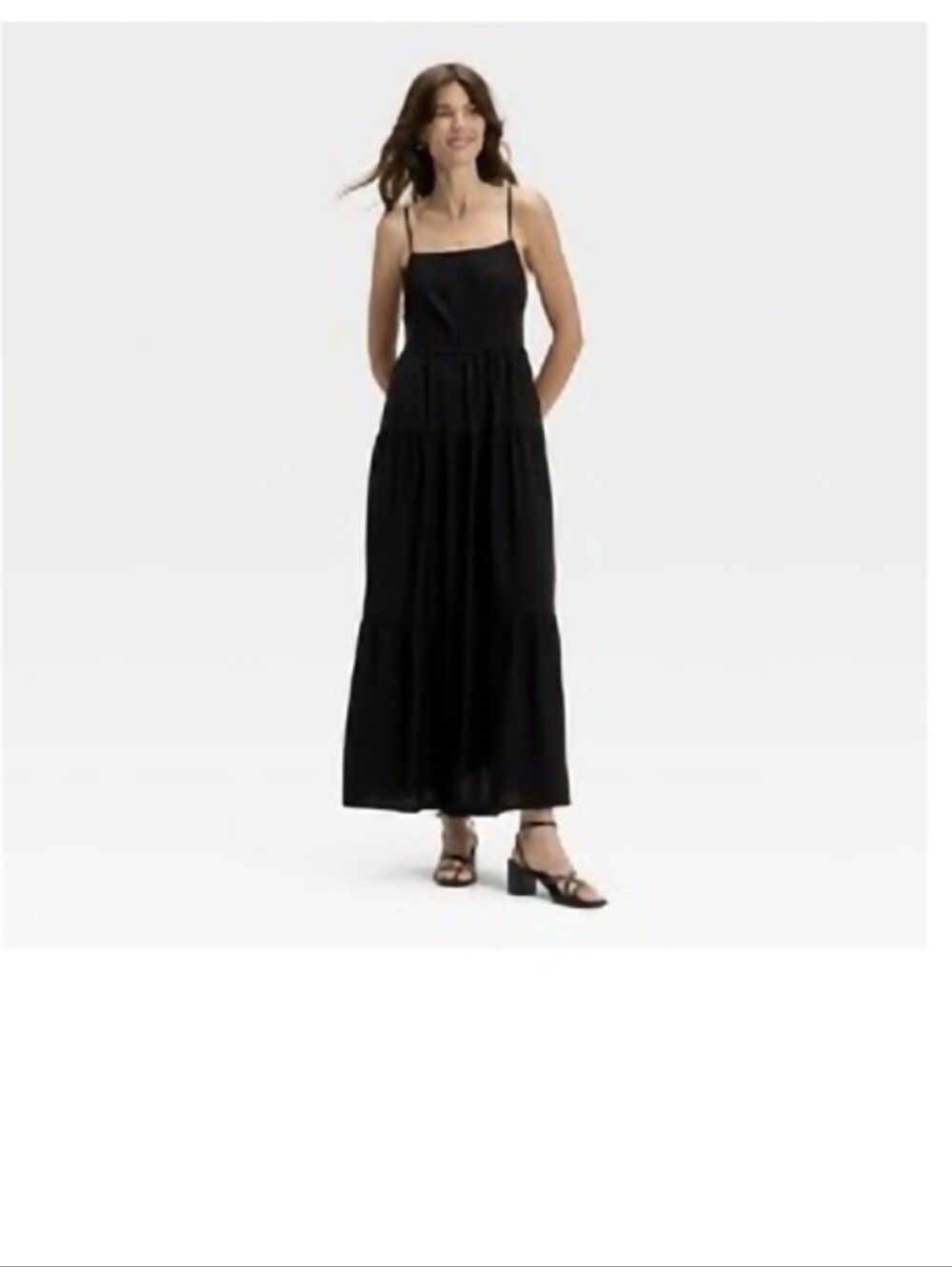 A New Day Black Sleeveless Tiered Maxi Dress - Size XL